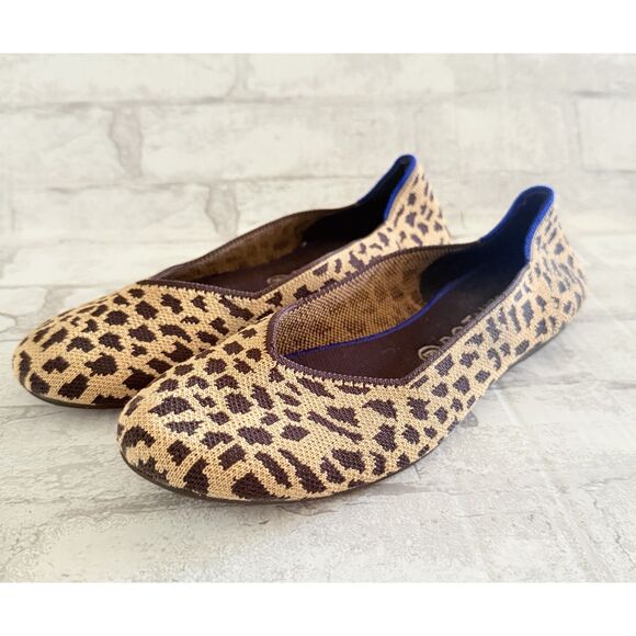 Rothys The Flat Animal Print Shoes Round Toe Eco Friendly Knit Comfort Sz 11 - Picture 3 of 8